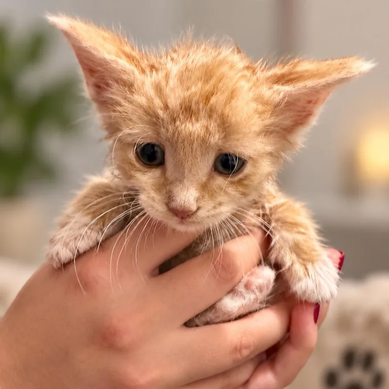 A baby small-sized male Cream / Ivory Domestic Short Hair cat named Butters for adoption in Silver Spring, MD