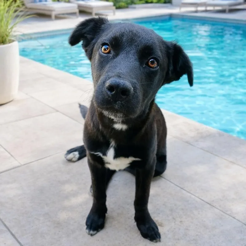 A young medium-sized male Black Retriever dog named Knox for adoption in Corpus Christi, TX