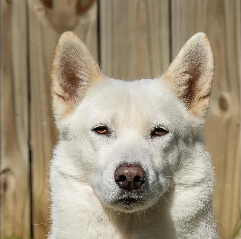 An adult medium-sized female White / Cream German Shepherd Dog dog named Iryna for adoption in Tomball, TX
