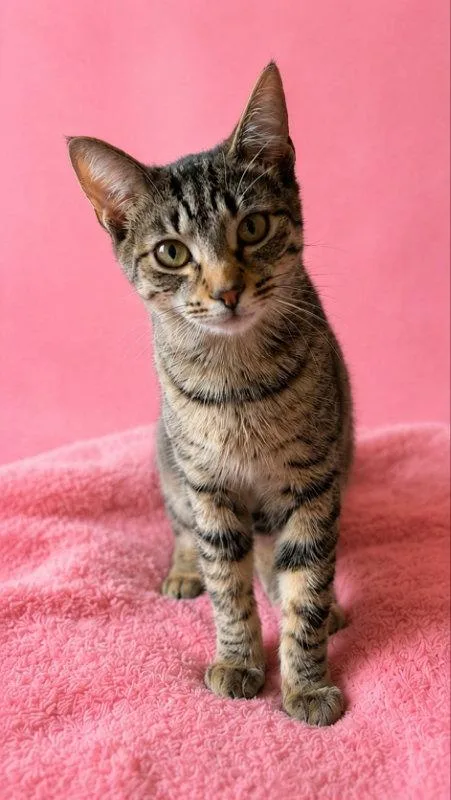 A young medium-sized female Tabby cat named Beezus for adoption in Knoxville, TN