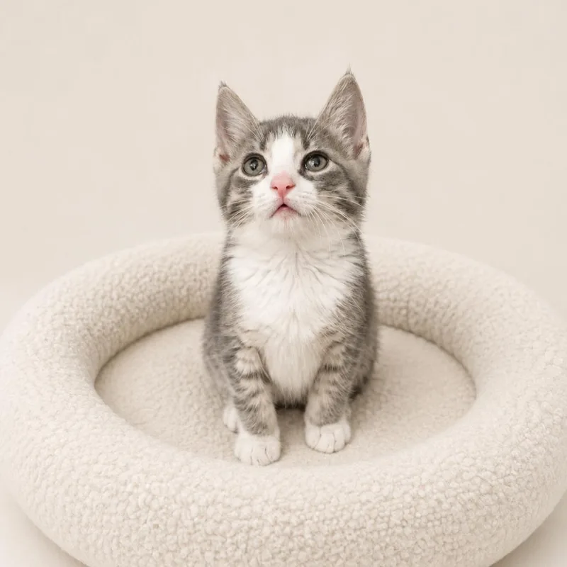 A baby small-sized male Gray / Blue / Silver Domestic Short Hair cat named Sparky for adoption in Redwood Falls, MN