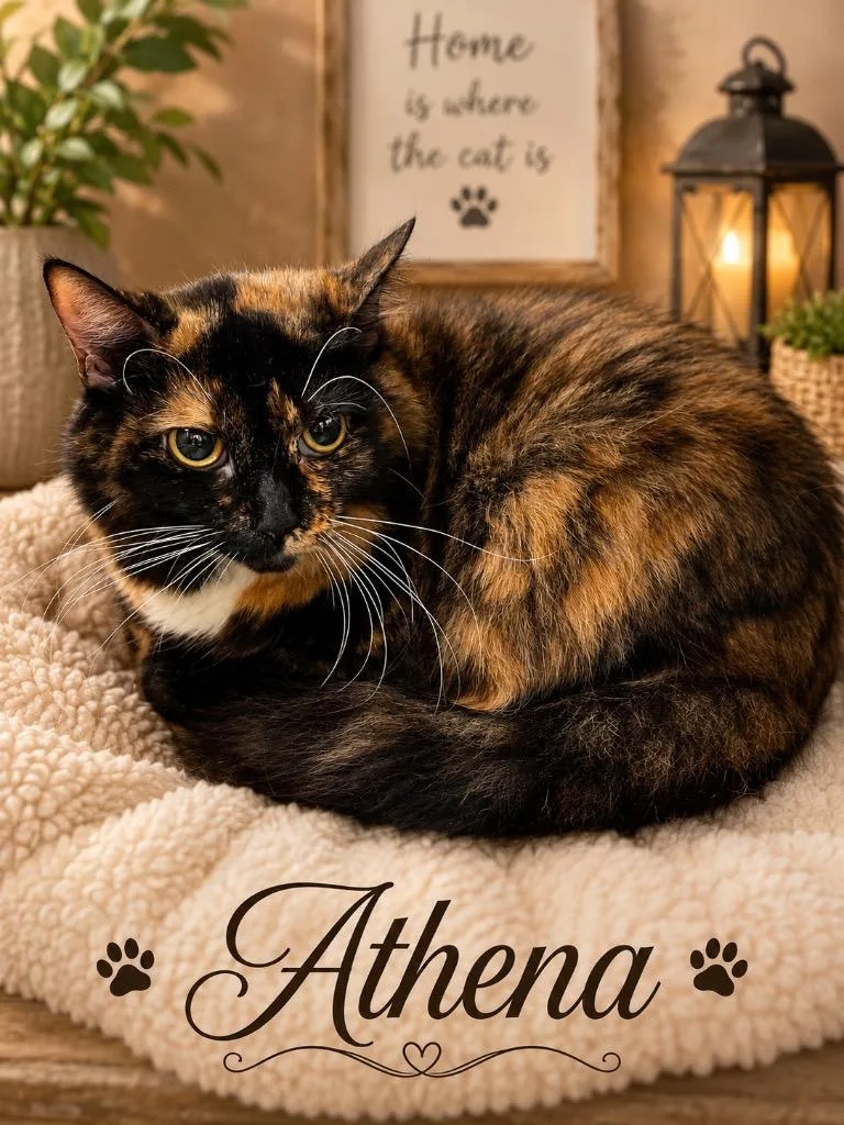 A young large-sized female Domestic Long Hair cat named Athena for adoption in Dalton, GA