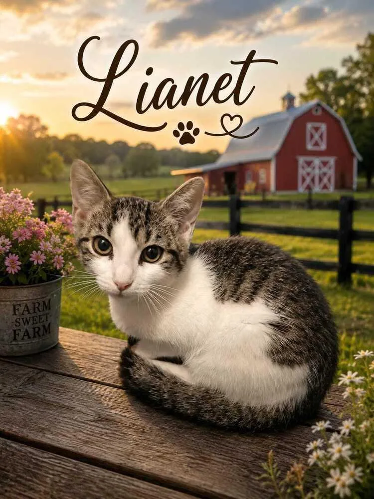 A baby small-sized female Gray & White Domestic Short Hair cat named Lianet for adoption in Hudson, NH