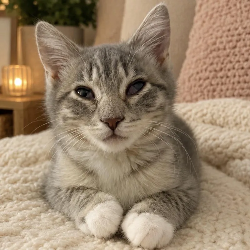 A baby small-sized male Gray / Blue / Silver Domestic Short Hair cat named Berry for adoption in Inman, SC