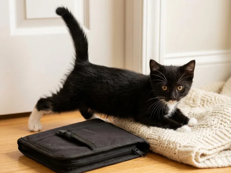 A baby medium-sized female Black & White / Tuxedo Tuxedo cat named Daisy for adoption in Spring Branch, TX