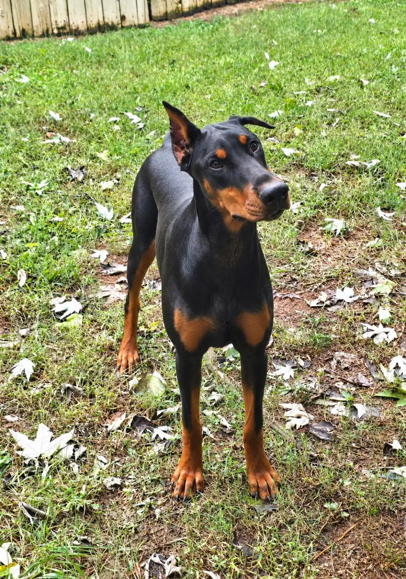 A young large-sized female Doberman Pinscher dog named Sage for adoption in Social Circle, GA