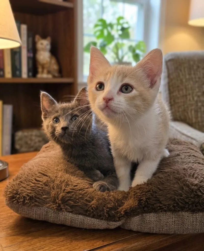 A baby small-sized male Buff & White Domestic Short Hair cat named Ari for adoption in Orange, CA