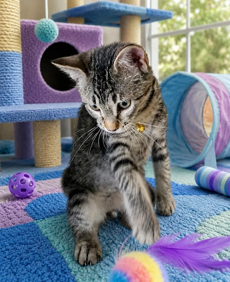 A baby small-sized male Domestic Short Hair cat named Minnow for adoption in Dallas, TX