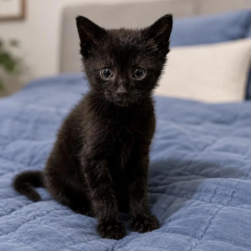 A baby small-sized female Black Domestic Short Hair cat named Jam for adoption in Alexandria, VA
