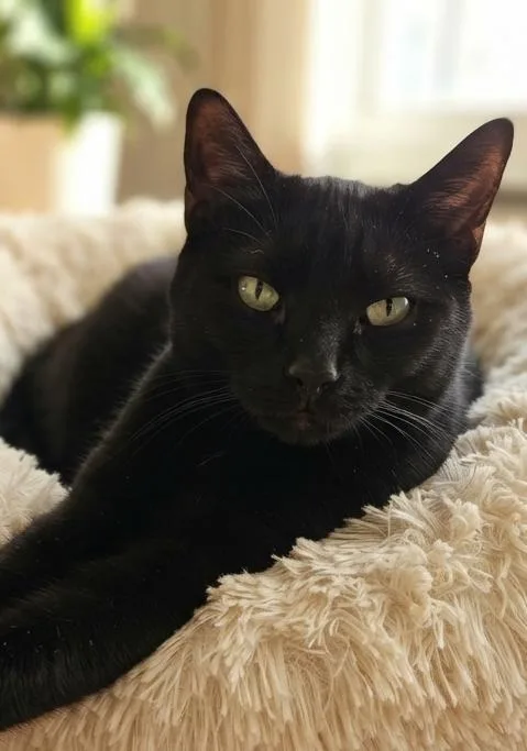An adult medium-sized female Black Domestic Short Hair cat named Sapphire for adoption in AUBURNDALE, FL