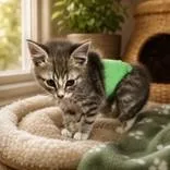 A baby medium-sized male Tabby (Gray / Blue / Silver) Domestic Short Hair cat named Duncan for adoption in Portsmouth, OH