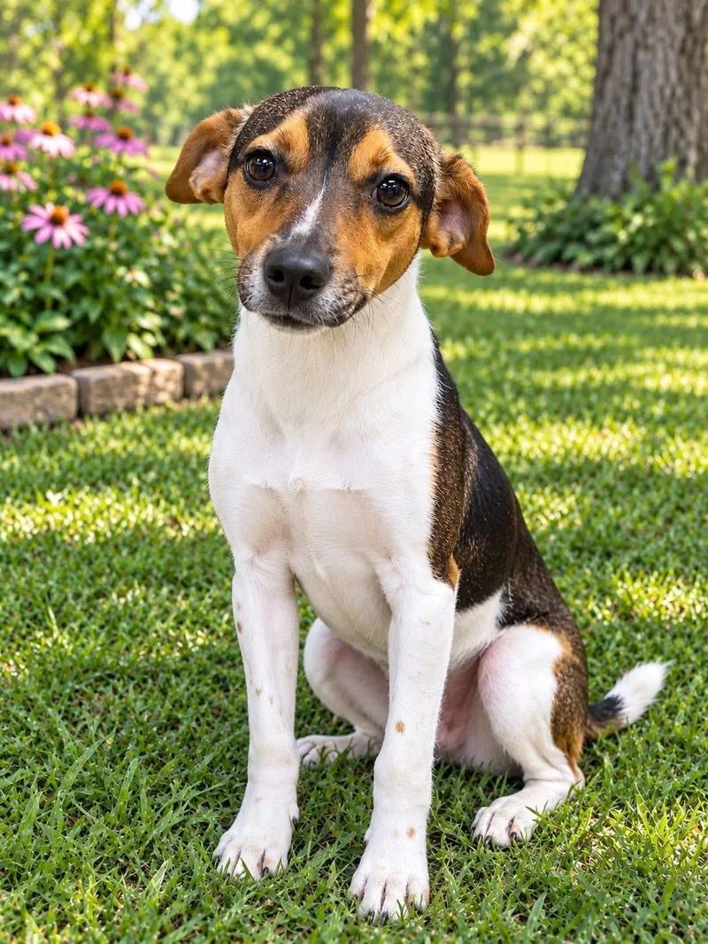 A young small-sized female Rat Terrier dog named Mitzi for adoption in Winnfield, LA