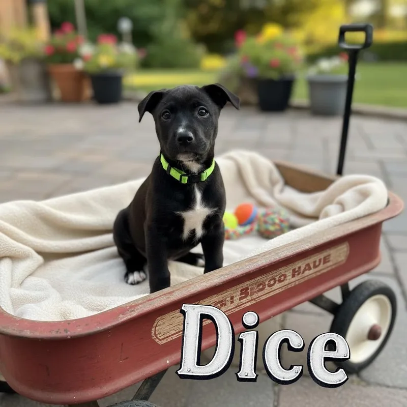 A baby medium-sized male Mixed Breed dog named Dice Green for adoption in Charlotte, MI