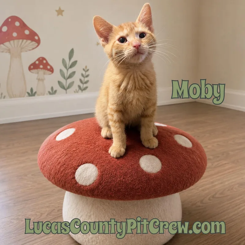 A baby medium-sized male Tabby (Orange / Red) Tabby cat named Moby for adoption in Toledo, OH