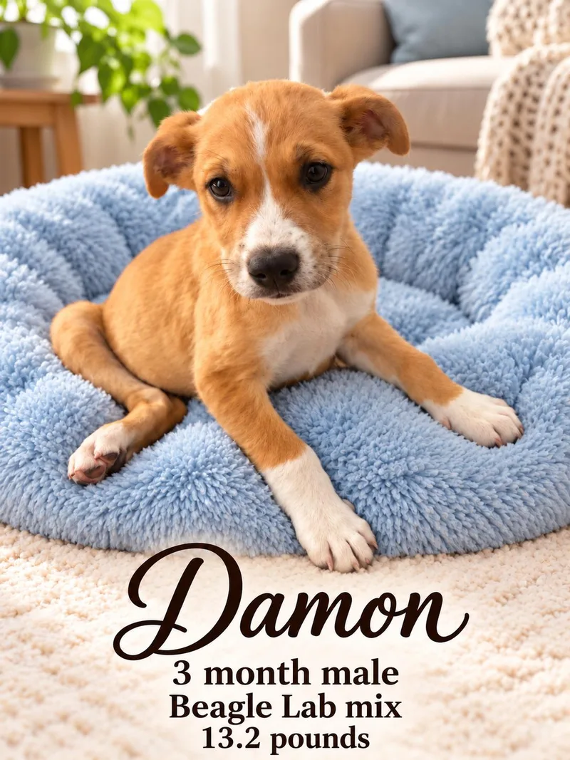 A baby medium-sized male Beagle dog named Damon Month for adoption in Mesa, AZ