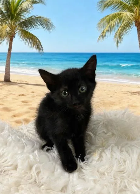 A baby small-sized female Black Domestic Short Hair cat named Luna for adoption in Tehachapi, CA