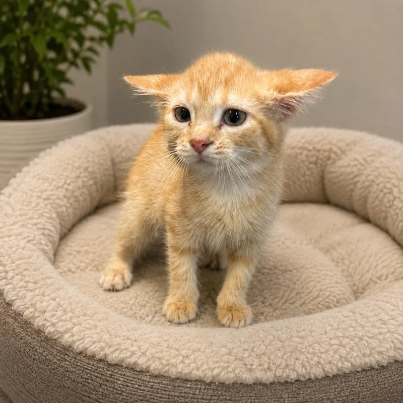 A baby medium-sized female Domestic Short Hair cat named Brooklyn for adoption in Pittsfield, IL