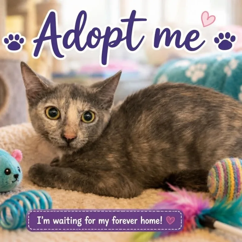 A baby small-sized female Dilute Tortoiseshell cat named Kyla for adoption in Antioch, CA