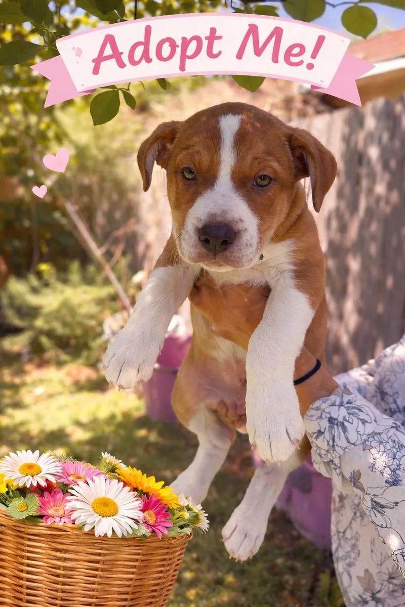 A baby medium-sized male American Staffordshire Terrier dog named Alfie for adoption in Magnolia, TX