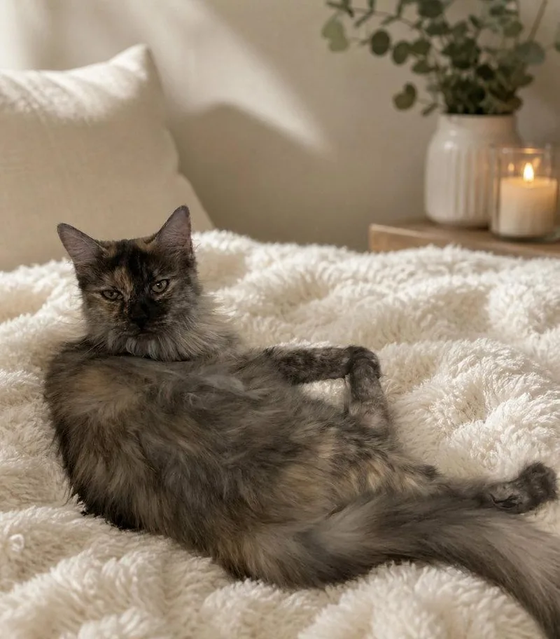 An adult medium-sized female Domestic Long Hair cat named Meow Meow for adoption in Glendale, AZ