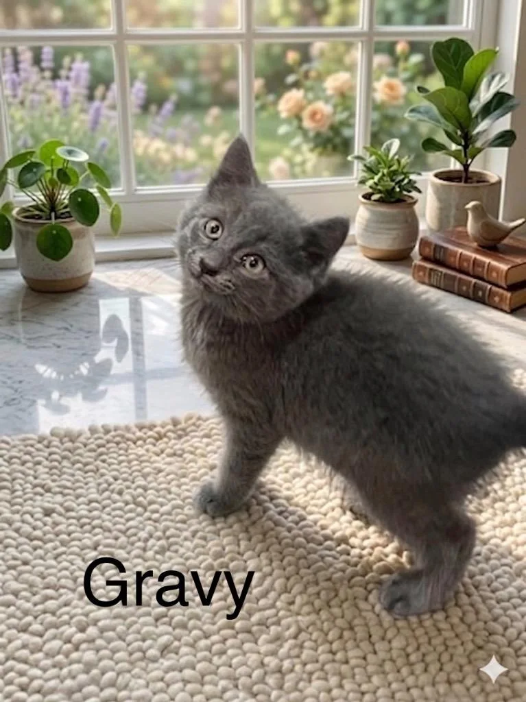 A baby medium-sized male Domestic Short Hair cat named Gravy for adoption in Johnson City, TN
