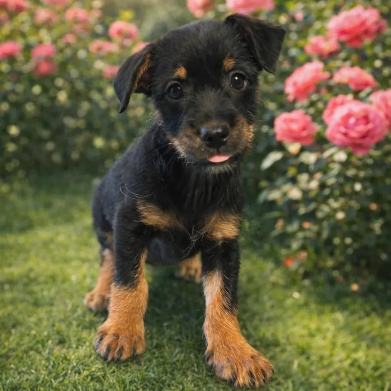 A baby small-sized male Black Terrier dog named Dusty for adoption in San Antonio, TX