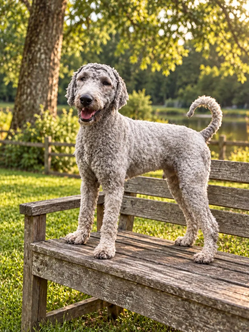 A young medium-sized male Gray / Blue / Silver Schnoodle dog named Dexter for adoption in POTOMAC, MD