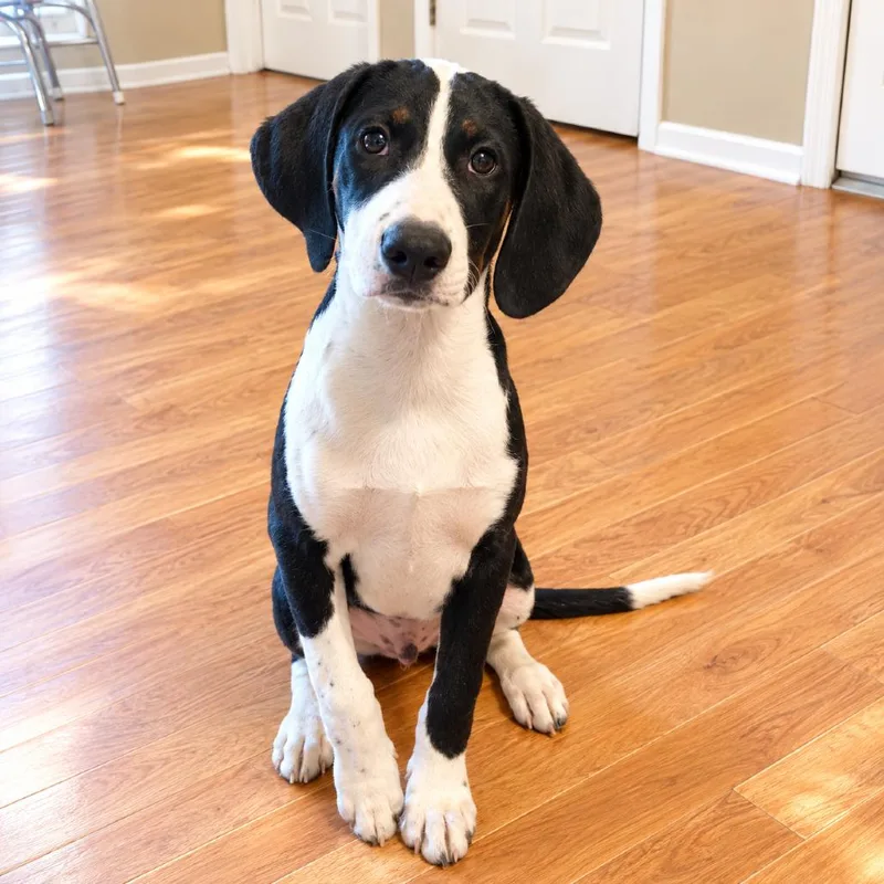 A baby large-sized male Treeing Walker Coonhound dog named CT Rudy for adoption in Eastford, CT