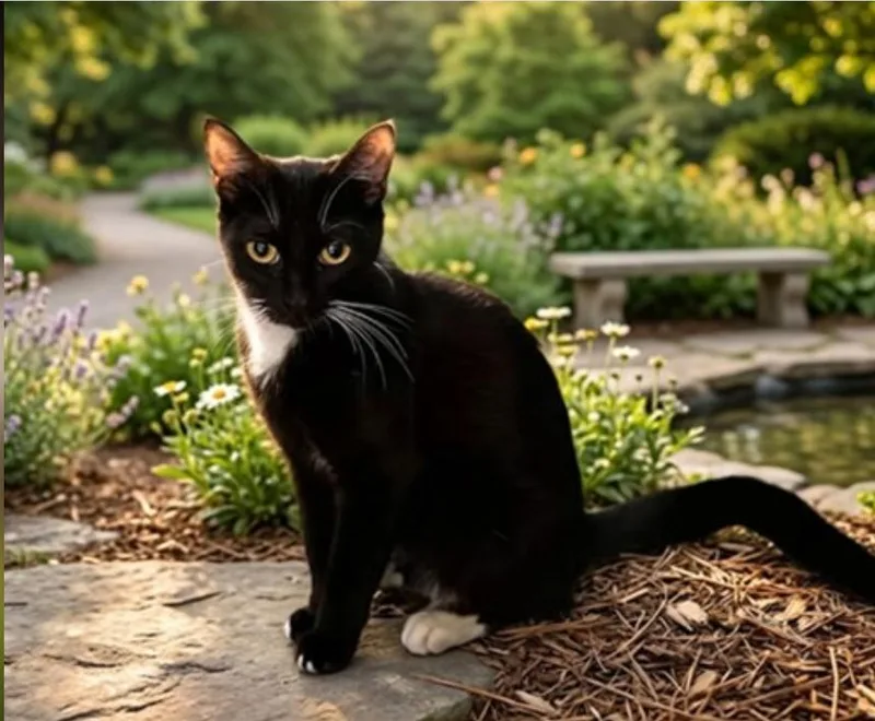 A young small-sized female Tuxedo cat named Sienna for adoption in Pasadena, CA