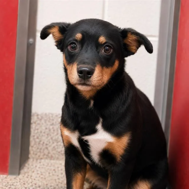 A young small-sized female Rottweiler dog named Truffles for adoption in Tucson, AZ