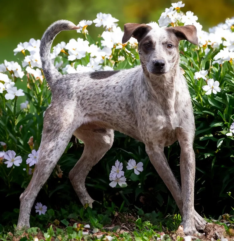A young medium-sized male Tricolor (Brown, Black, & White) Catahoula Leopard Dog dog named Ernie for adoption in Athens, AL