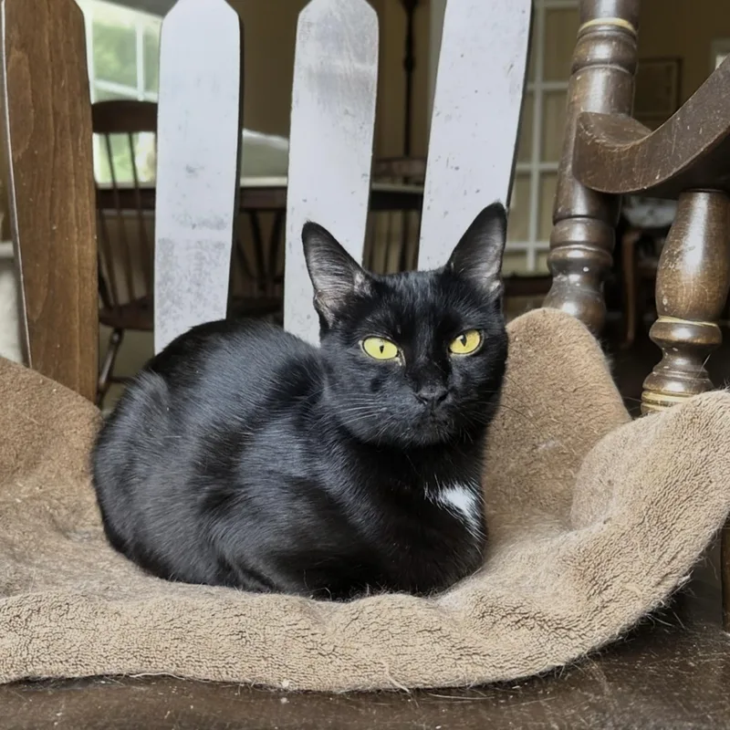 An adult medium-sized female Black & White / Tuxedo Domestic Short Hair cat named Esmeralda for adoption in Apex, NC