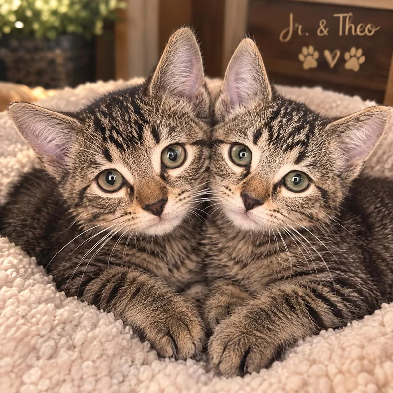 A baby small-sized male Tabby (Gray / Blue / Silver) Tabby cat named Jr & Theo for adoption in GREENVILLE, TX