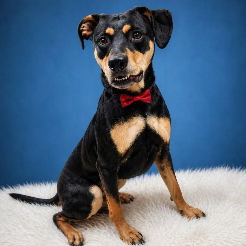 An adult medium-sized female Black Mixed Breed dog named Milky Way for adoption in Binghamton, NY