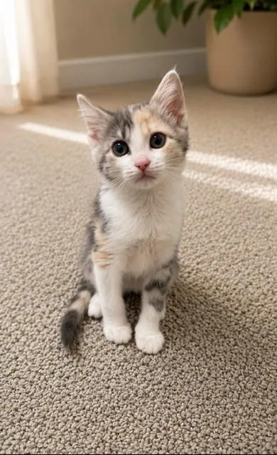 A baby small-sized female Domestic Short Hair cat named Patches for adoption in Statesville, NC
