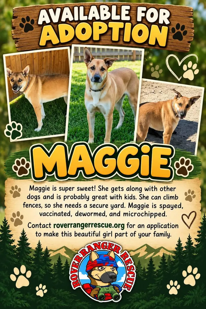 An adult medium-sized female Apricot / Beige German Shepherd Dog named Maggie for adoption in Wrightwood, CA