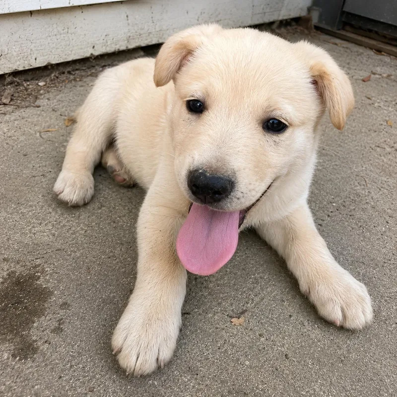 A baby medium-sized female White / Cream Mixed Breed dog named Aubrey for adoption in Hillsborough, NJ