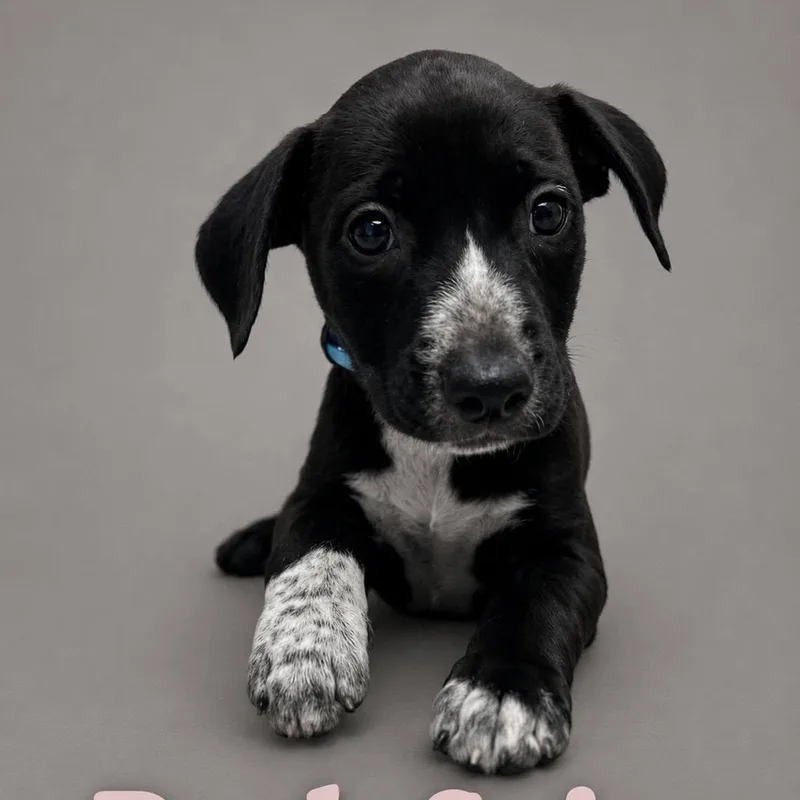 A baby medium-sized female Black Labrador Retriever dog named Posh Spice for adoption in Myrtle Beach, SC