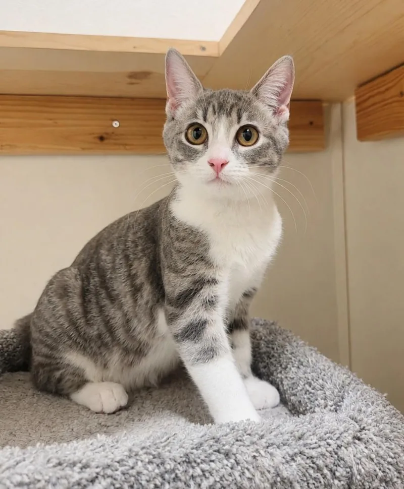 A young medium-sized female Tabby (Gray / Blue / Silver) Domestic Short Hair cat named Skye for adoption in Lodi, CA