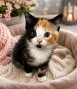 A baby medium-sized female Calico Domestic Short Hair cat named Arllett for adoption in Portsmouth, OH
