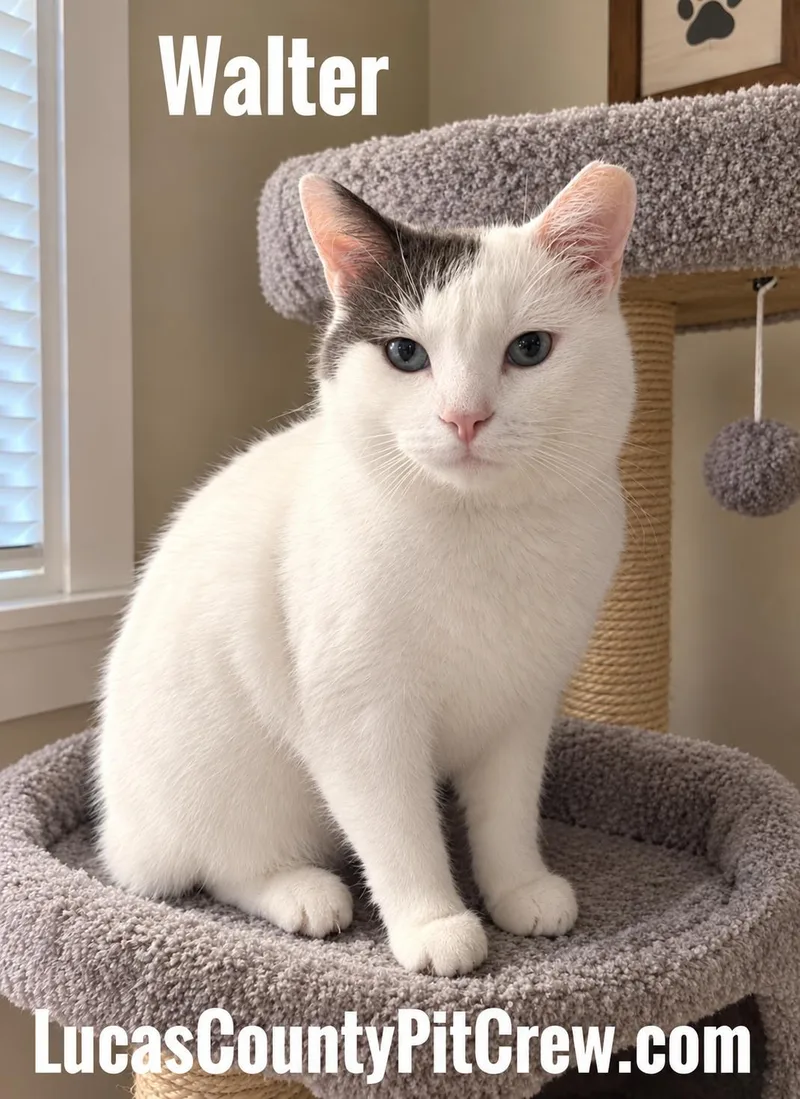 An adult medium-sized male White Domestic Short Hair cat named Walter for adoption in Toledo, OH