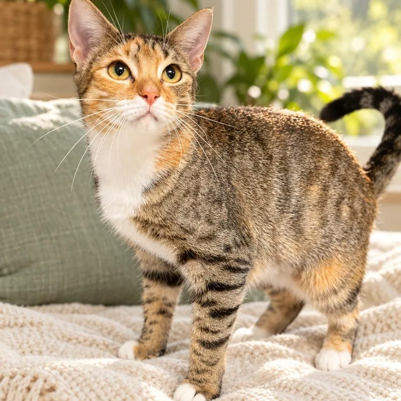 A young small-sized female Torbie Domestic Short Hair cat named Crystal C for adoption in Corsicana, TX