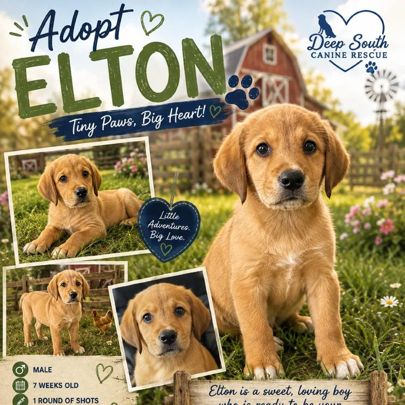 A baby small-sized male Yellow / Tan / Blond / Fawn Mixed Breed dog named Elton for adoption in LOXAHATCHEE, FL