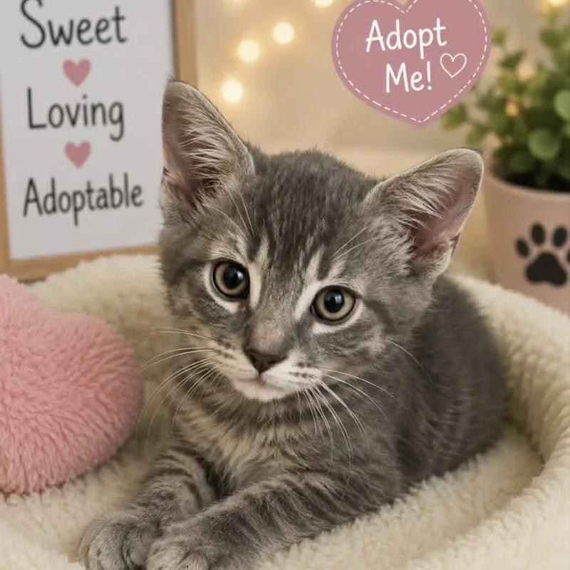 A baby small-sized male Gray / Blue / Silver Tabby cat named Grayson for adoption in Antioch, CA