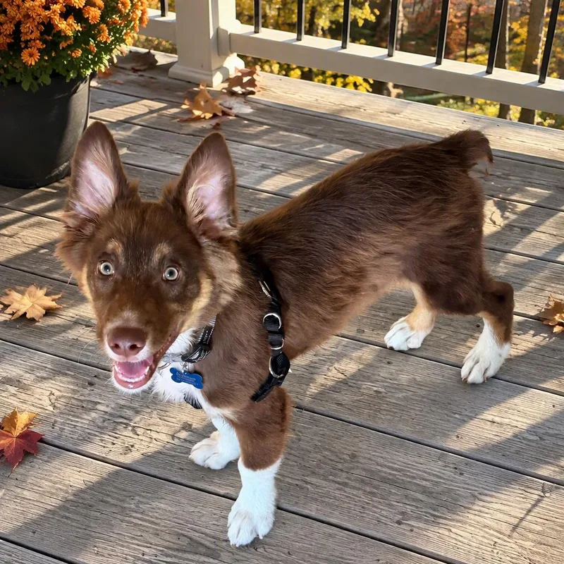 A baby small-sized male Australian Shepherd dog named Copper for adoption in Silver Spring, MD