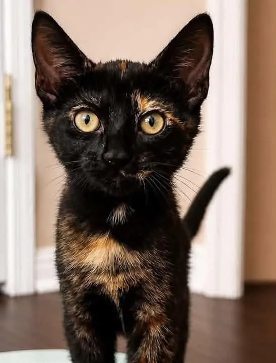 A baby medium-sized female Tortoiseshell Domestic Short Hair cat named Lark for adoption in Breinigsville, PA