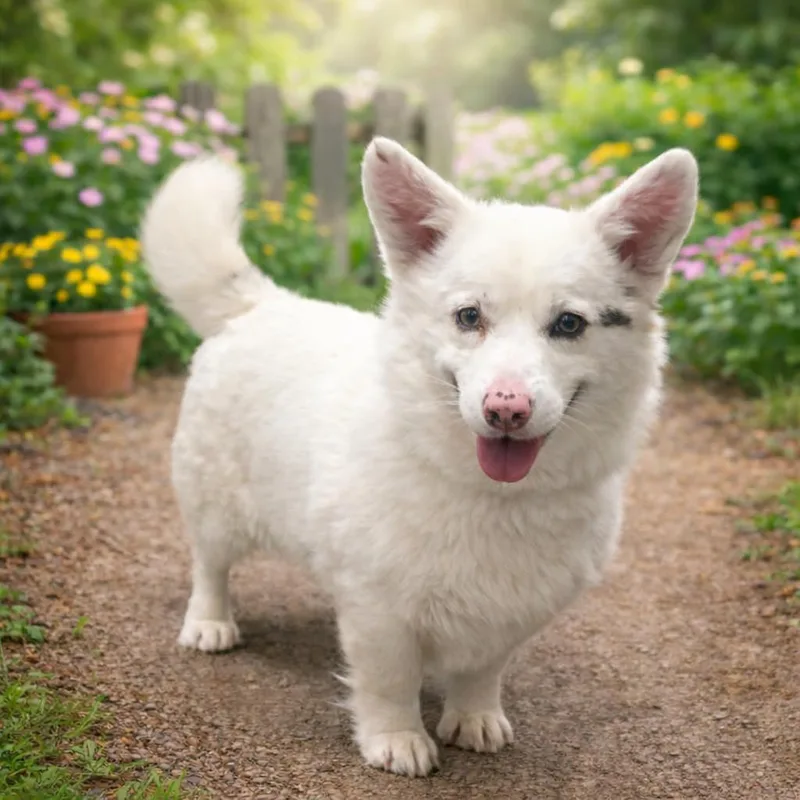 An adult small-sized male White / Cream Pembroke Welsh Corgi dog named Wolly for adoption in Waldorf, MD