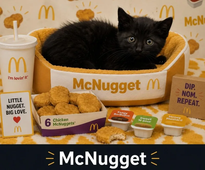 A baby small-sized female Domestic Short Hair cat named McNugget for adoption in Washington Court House, OH