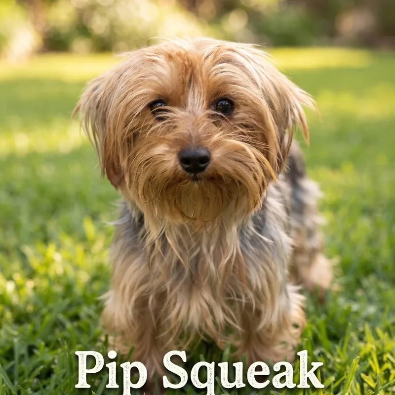 A young small-sized male Yellow / Tan / Blond / Fawn Yorkshire Terrier dog named Pip Squeak for adoption in Las Vegas, NV