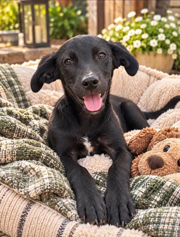 A baby large-sized male Black Labrador Retriever dog named John Beatles Pups for adoption in Horn Lake, MS